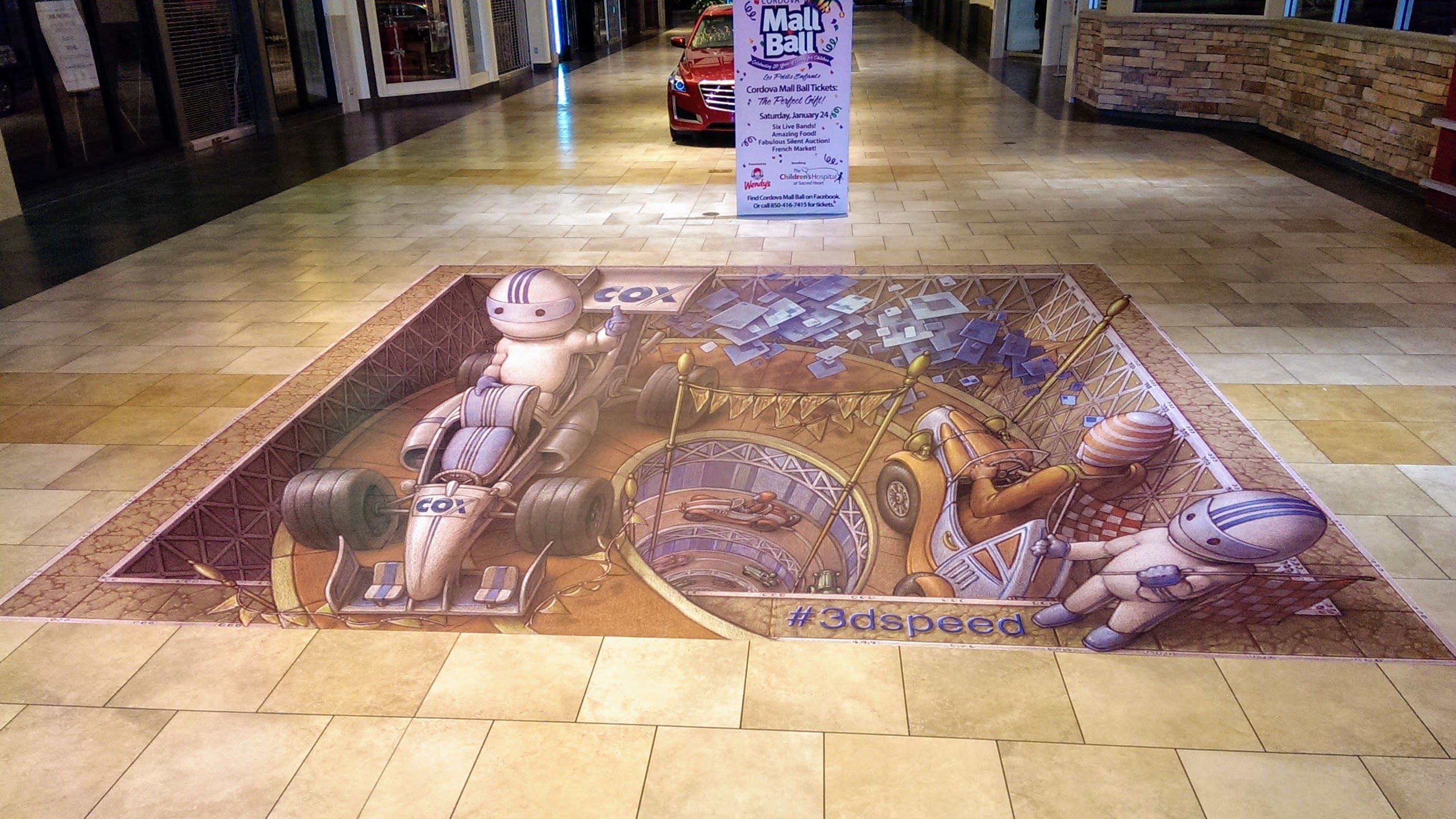 Printed floor graphics in mall - signgeek Environmental Graphics 