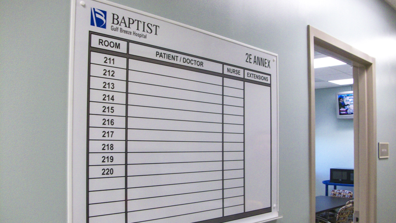 Baptist Hospital branded whiteboard - signgeek Branded Interiors