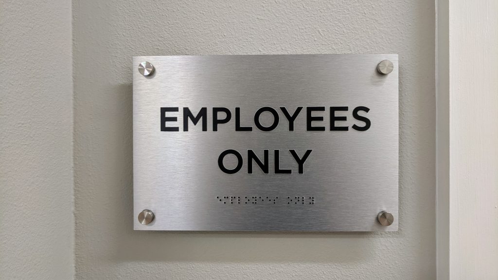 Employees Only ADA room sign - fabricated and installed by signgeek