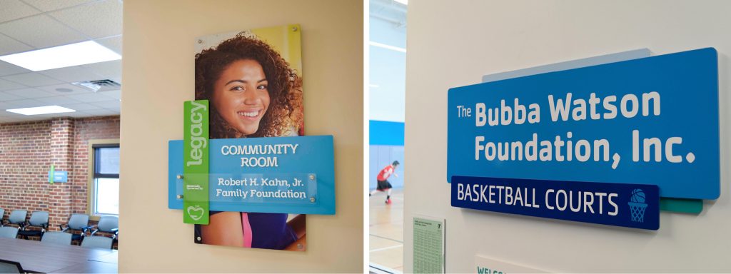 Donor room signage for Manna Food Pantries and YMCA Pensacola 