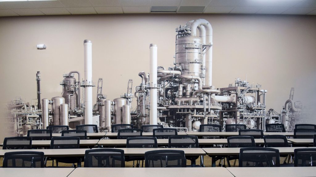 Environmental graphics inside Engineered Cooling Services classroom